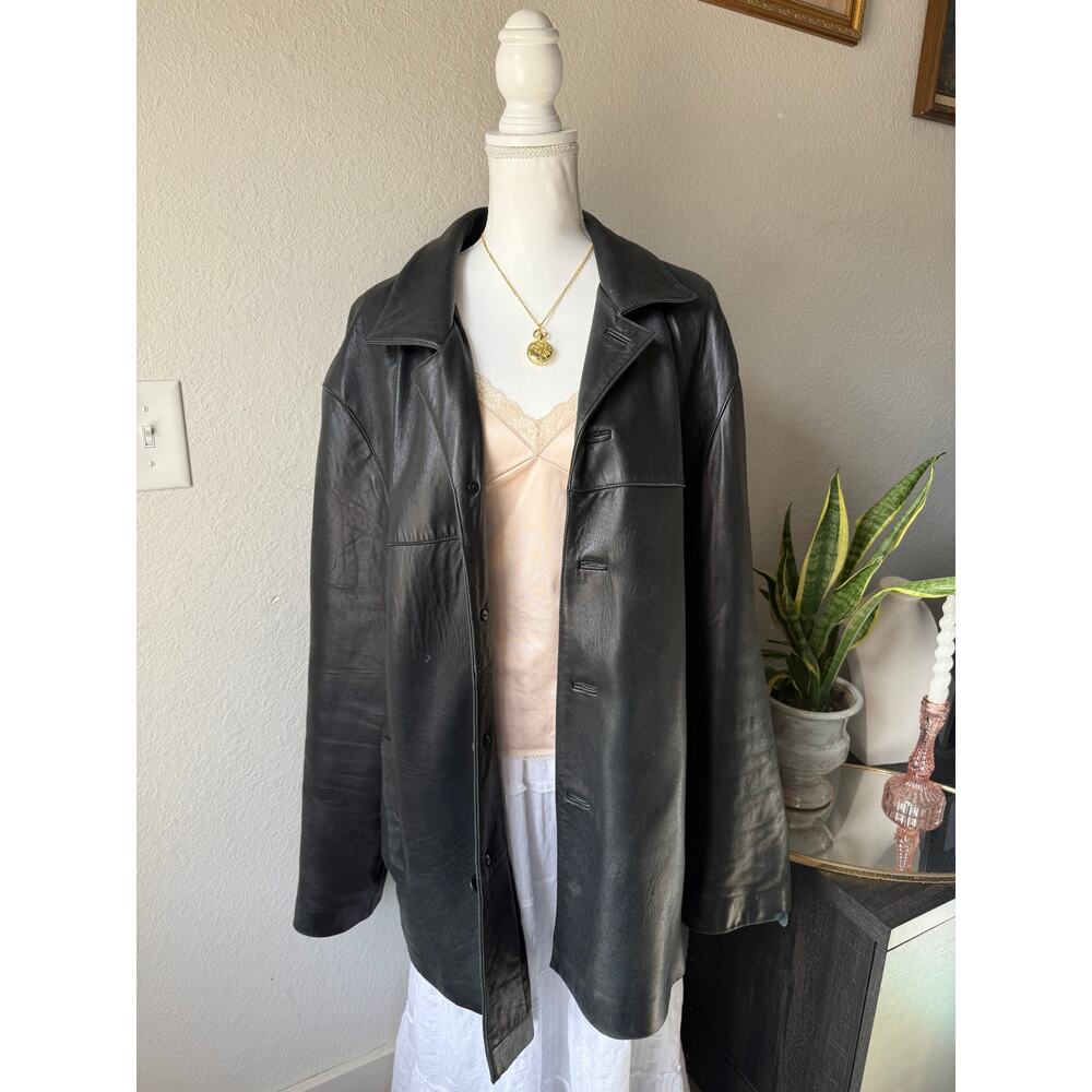 Diana Marco Black Genuine Leather Long Jacket